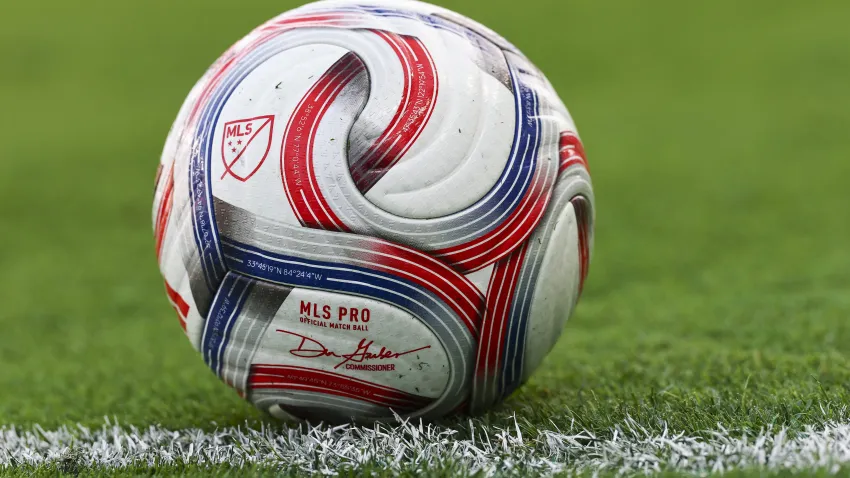 A detailed view of the MLS logo in 2026.