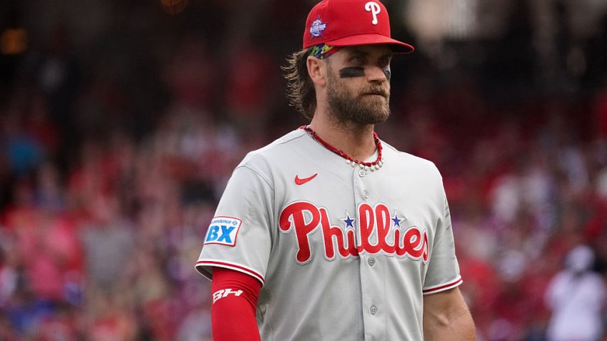 CINCINNATI, OH – JULY 09: Bryce Harper #3 of the Philadelphia Phillies looks on during the game between the Philadelphia Phillies and the Cincinnati Reds at Great American Ball Park on Thursday, July 9, 2026 in Cincinnati, Ohio. (Photo by Colten Strauss/MLB Photos via Getty Images)