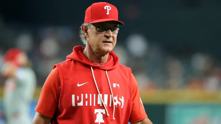 Aug 31, 2026; Phoenix, Arizona, USA; Philadelphia Phillies manager Don Mattingly in the sixth inning against the Arizona Diamondbacks at Chase Field. Mandatory Credit: Mark J. Rebilas-Imagn Images