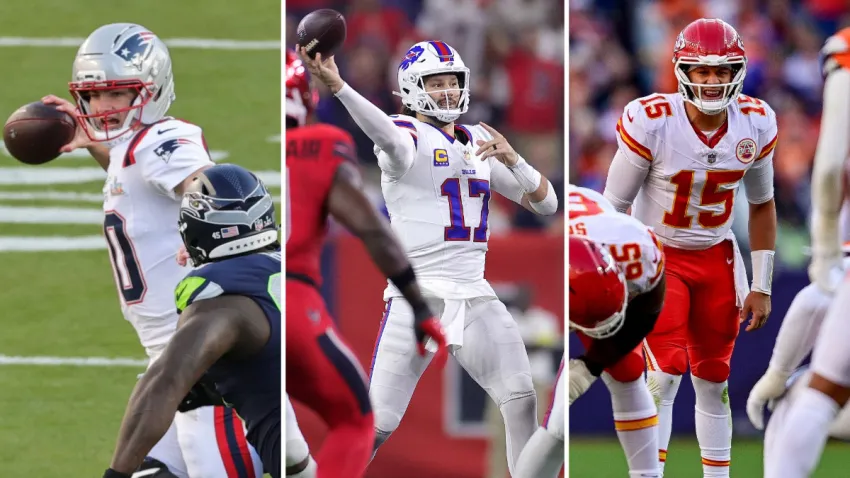 Split of Drake Maye, Josh Allen and Patrick Mahomes