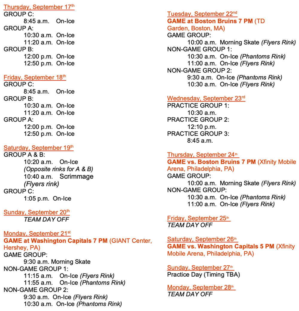 Flyers training camp 2026 roster and schedule – NBC Sports Philadelphia