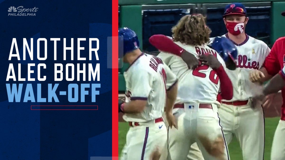 Phillies walk off on 2-run hit from Alec Bohm on exciting play at plate!