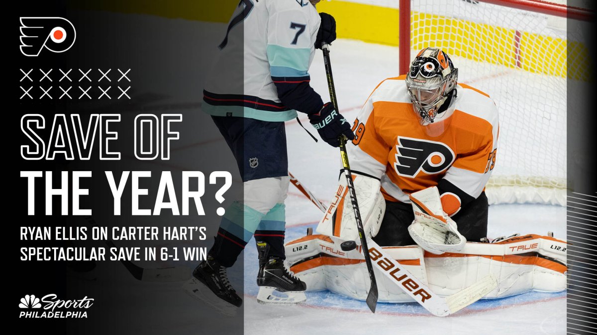 UNREAL SAVE! Carter Hart makes save of the year candidate vs. Vegas – NBC  Sports Philadelphia